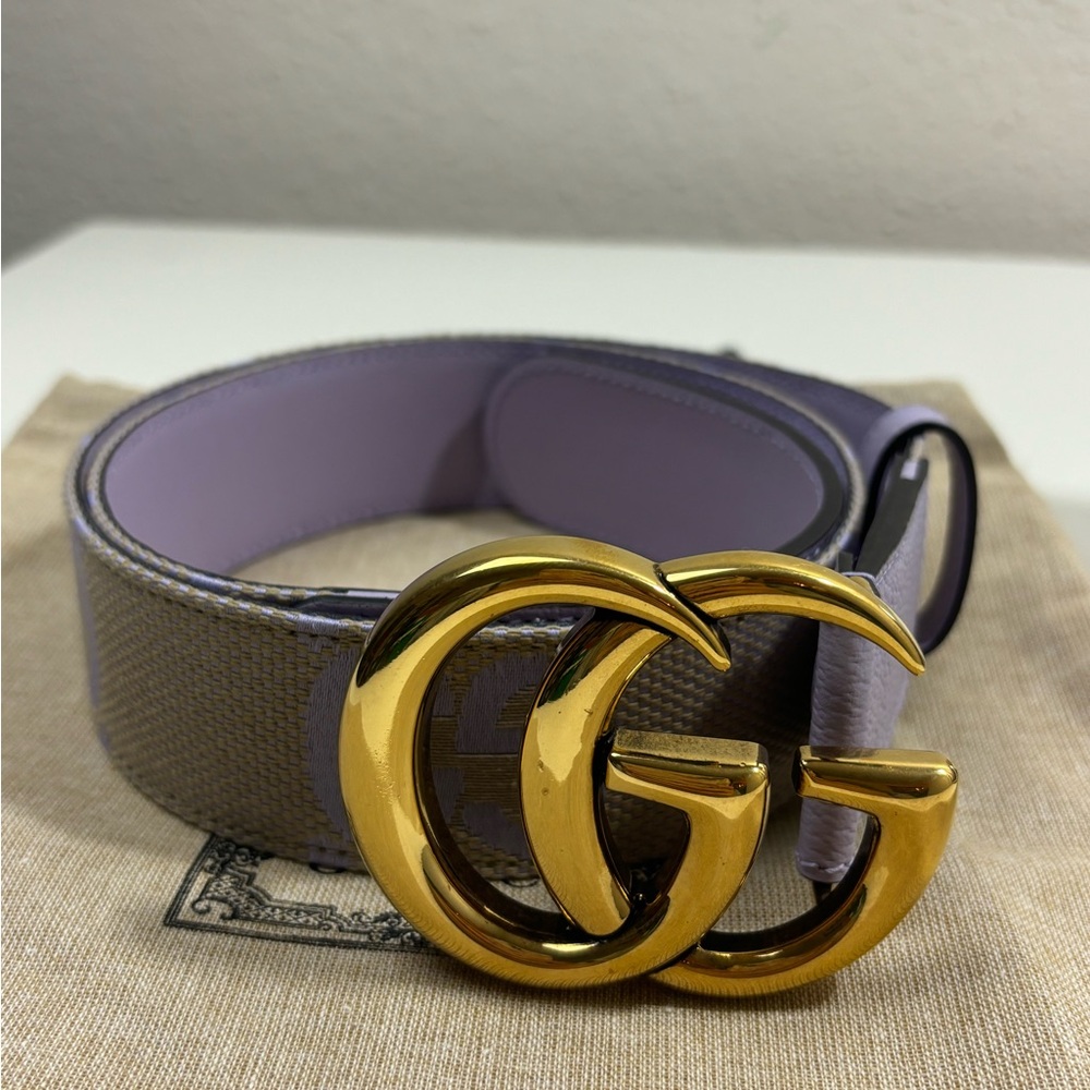Gucci GG Marmont Jumbo GG Buckle Wide Belt